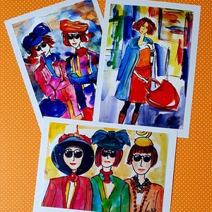 Set aus 3 Postkarten – Stilvolle Frauenmotive im hochwertigen Druck