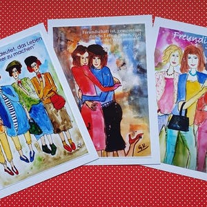 Postkarten-Set Freundinnen – Farbenfrohe Motive über Freundschaft im hochwertigen Druck