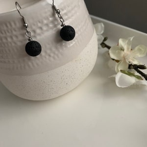 Lava Rock, Lava Rock Earrings, Dainty Earrings, Minimalist, Beaded Jewelry