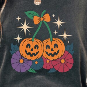 Pumpkin Cherries Png, Halloween Pumpkin Png, Fall Pumpkin Png, Pumpkin Cheeries Retro Fall Png, Pumpkin Bow Sublimation PNG SVG Dxf