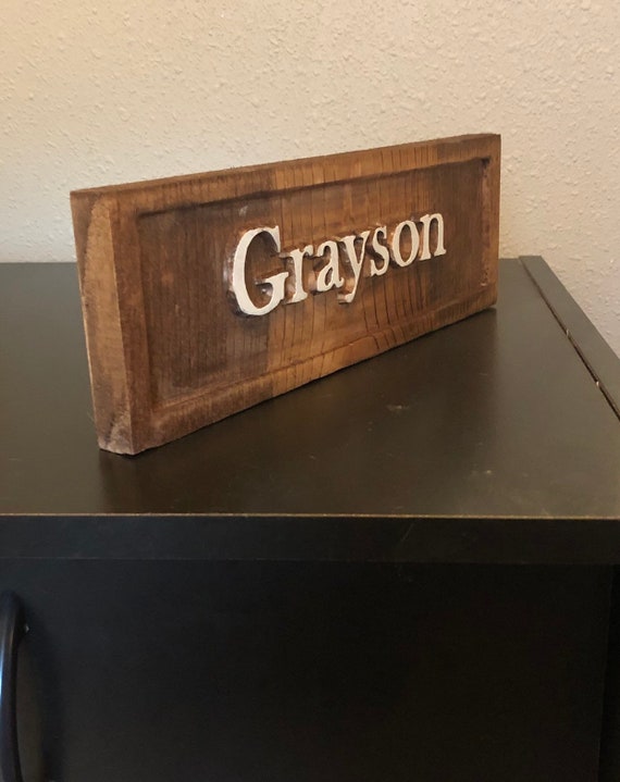 Personalized Carved Wooden Desk Name Plate Etsy