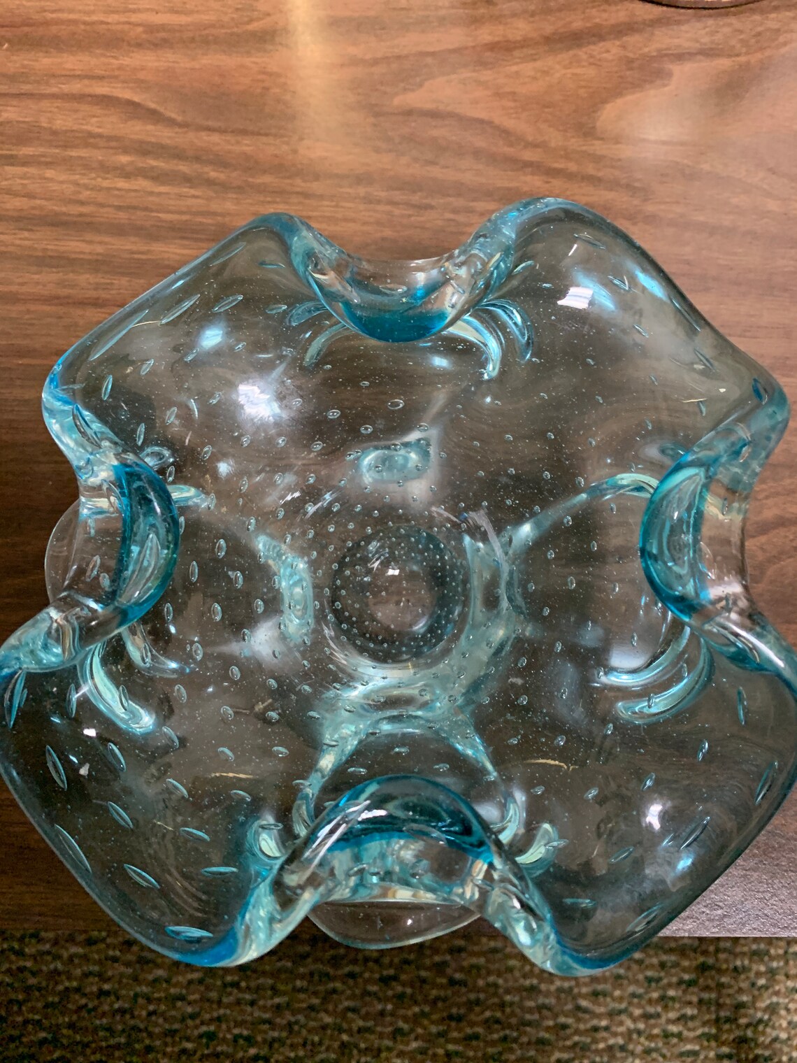 Vintage Italian Murano 1960s Blue Glass Candy Dish Etsy