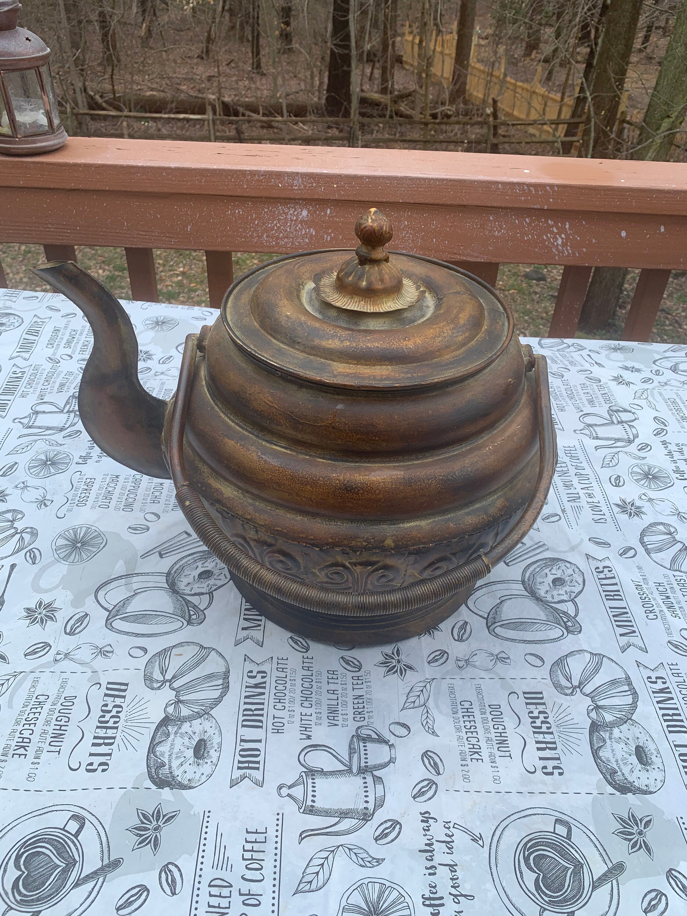 Vintage Extra Large Brass Decorative Kettle Etsy