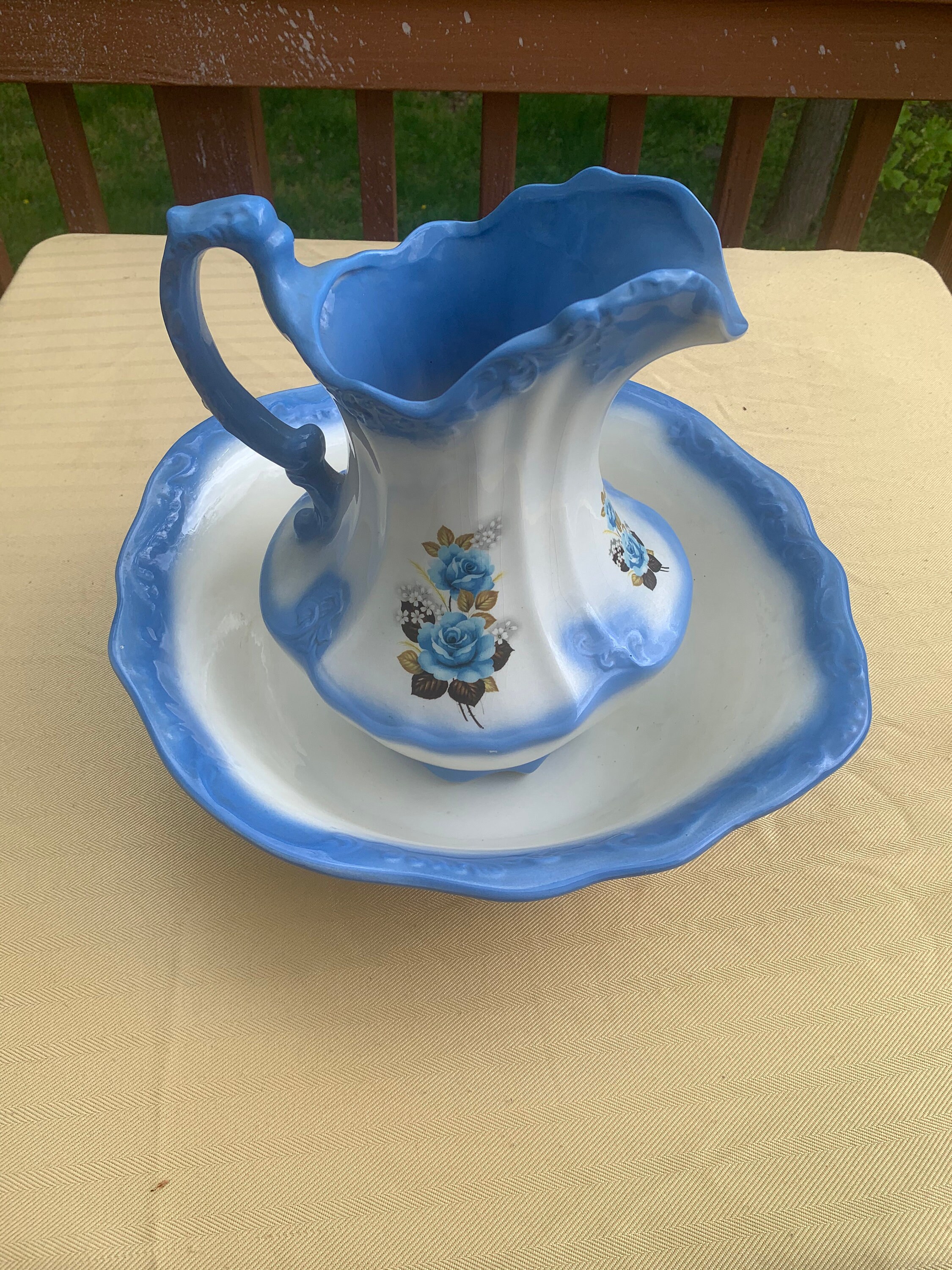 Vintage Wash Basin and Pitcher Etsy