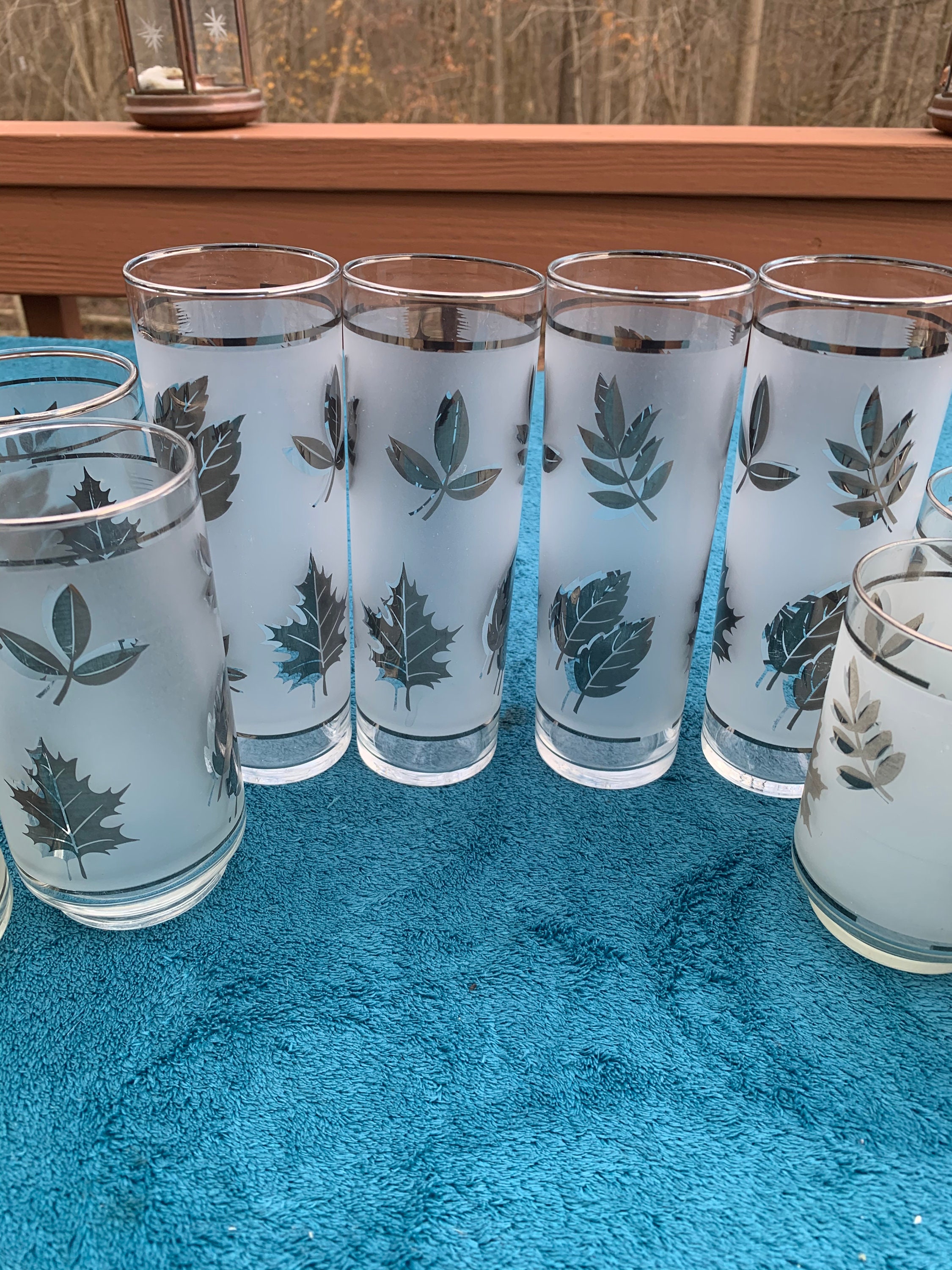 Vintage Libbey Silver Leaf Glassware Set Etsy