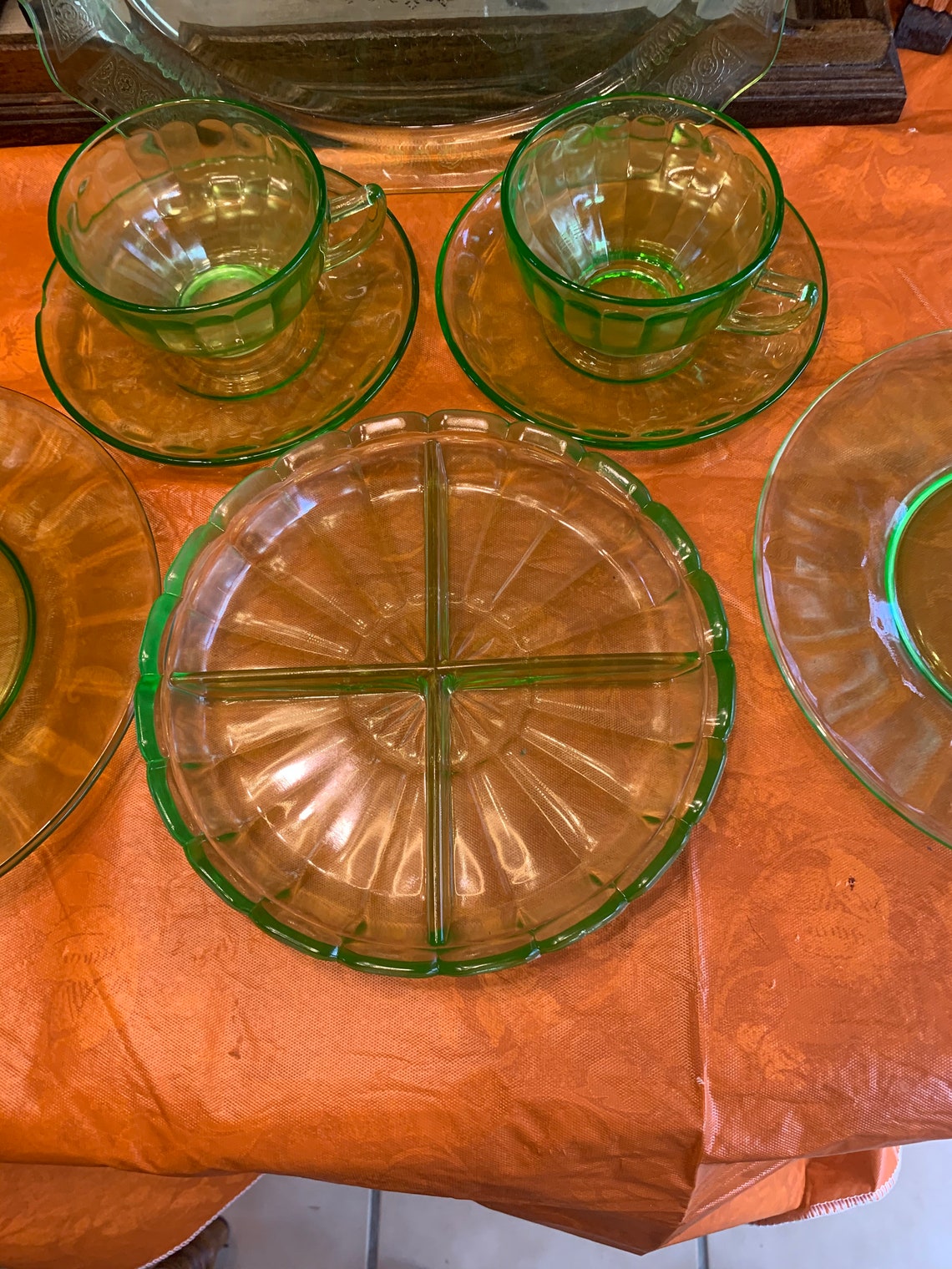 Vintage Mixed Lot Anchor Hocking Green Depression Glass Set | Etsy