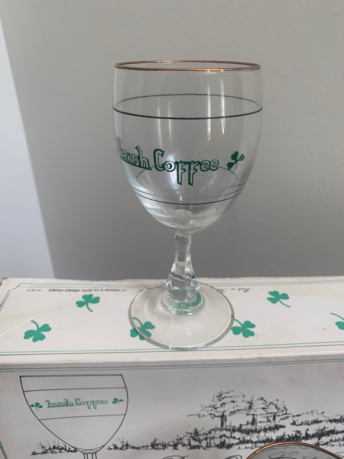 VINTAGE Irish Coffee Stemmed Glasses Gold Rim 6 Luminarc Etsy
