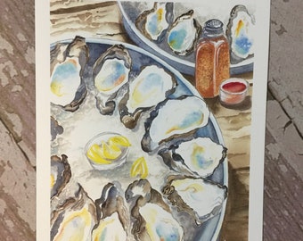 Print of "Oyster Platter" watercolor painting