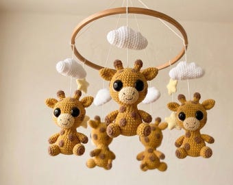 Giraffen Kinderzimmer Mobile Häkelanleitung Safari Baby Shower Geschenk Sterne Wolken Amigurumi PDF