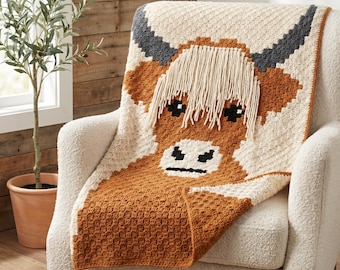 Highland Kuh Häkelanleitung C2C, Corner to Corner Graphgan Blanket, PDF Afghanische Anleitung