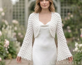 Häkelanleitung für Drachenschuppe, Hochzeit Shrug mit Drachenschuppe PDF