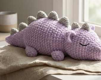 Drache Häkelanleitung Sleepy Lavender Chunky Amigurumi Kissen Plüschtier Kinderzimmer PDF