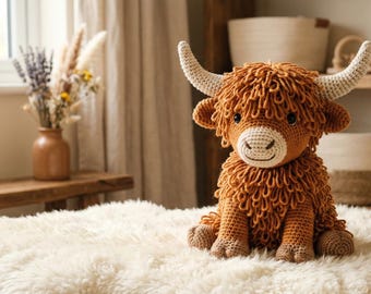 Hochlandkuh Häkelanleitung Tester verifiziert Shaggy Loop Stitch Amigurumi Plush PDF