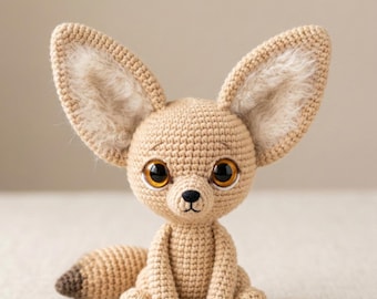 Realistischer Fennek Fuchs Häkelanleitung Wüstentier Amigurumi Großohr Plüschtier PDF Download