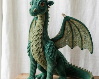 Majestic Winged Dragon Crochet Pattern Fantasy Amigurumi Stuffed Mythical Creature Plush Toy PDF