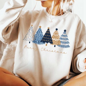 Merry Christmas Tree Sweatshirt, Holiday Graphic Tee