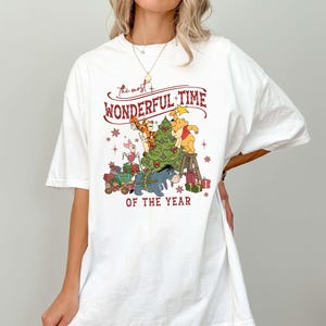 Comfort Colors® Winnie the Pooh Christmas T-shirt, It&#39;s the Most Wonderful Time of the Year T-shirt, Pooh and Friends Christmas Shirt