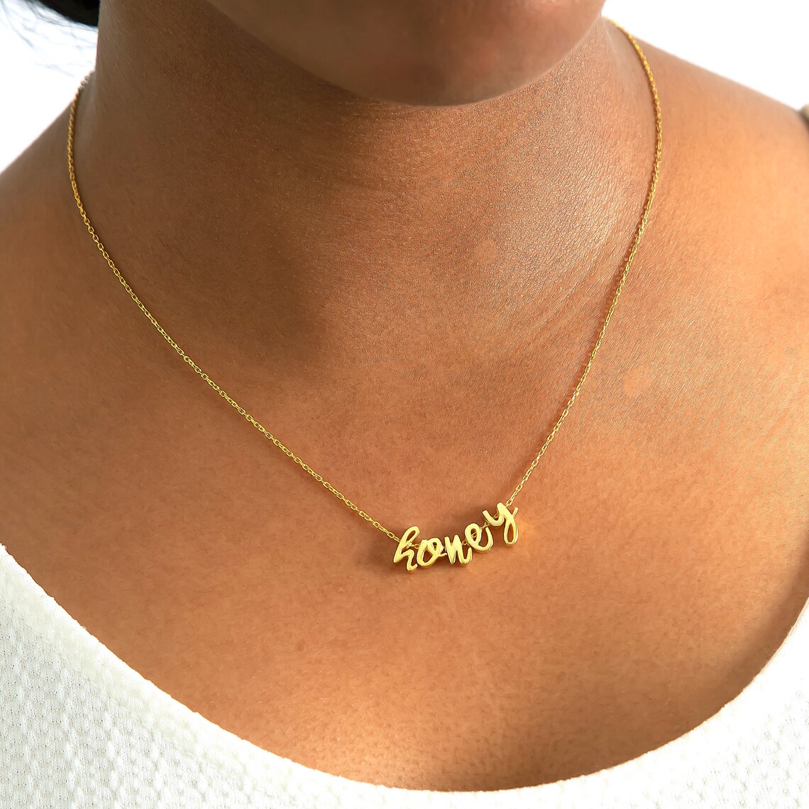 14k Gold 3D Initial Necklace Custom Name Necklace Gold Name | Etsy