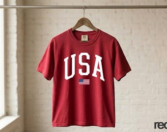 Comfort Colors® USA Flag T-shirt, 4 of July Shirt, USA Shirt for 4of July, Independent Day Shirt, Retro America Party Tee