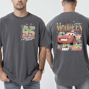 Comfort Colors® Disney Cars T-shirt, Christmas Lightning McQueen Shirt, Trendy Cars Land Shirt, Disney Pixar McQueen Tee, Retro McQueen Tee