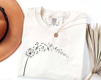 Dandelion Music Notes T-shirt, Windflower Gift