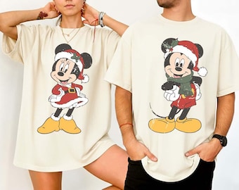 Comfort Colors® Disney Mickey and Minnie Christmas Shirt, Disneyworld Couple T-shirt, Disneyland Valentine Xmas Tee
