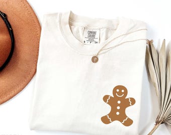Comfort Colors® minimalistisch peperkoek-T-shirt, retro peperkoek kerst-T-shirt, peperkoek T-shirt, kerstcadeau, vakantieshirt