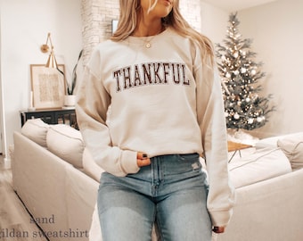 Thankful Sweatshirt, Thanksgiving Sweatshirt, Thankful Pumpkin Shirt, Pumpkin Season Sweater, Thankful Lover Sweater, Women's Winter Sweater