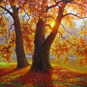 Custom Autumn Landscape Oil Painting on Canvas: Original Fine Art