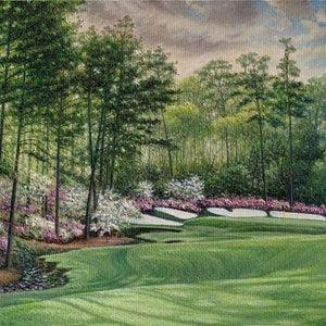 Custom Oil Painting From Photo, Landscape Oil Painting On Canvas,13th Hole at Augusta National Golf Club, Golf Art, Golf Painting.