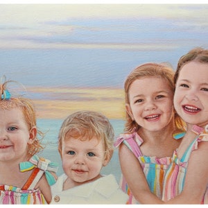 Custom Family Portrait Oil Painting on Canvas from Photo