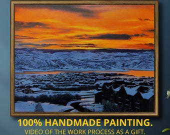 Pintura al óleo de paisaje personalizada sobre lienzo: regalo artístico por encargo