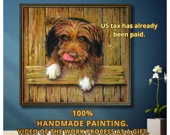 Custom Dog Oil Painting from Photo - Personalized Hand-Painted Pet Portrait Art