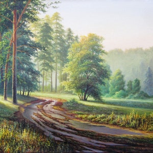 Custom Landscape Oil Painting on Canvas: Handmade Forest Scene