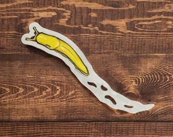 Pegatina de babosa banana con rastro de limo