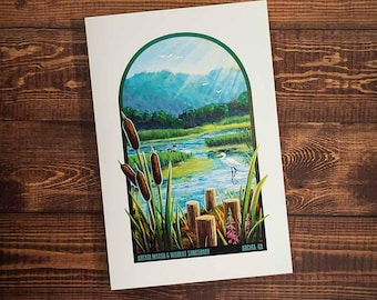 Postal del Santuario de Vida Silvestre y Marismas de Arcata