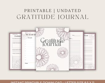 Diario digitale della gratitudine: tema dai toni neutri, diario stampabile, diario della consapevolezza, diario di autoriflessione stampabile.