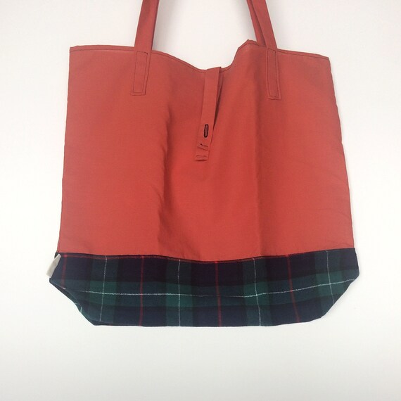 1 x Reusable Foldable Shopping Bag Eco Tote Handbag Tartan Floral in Pouch Clip
