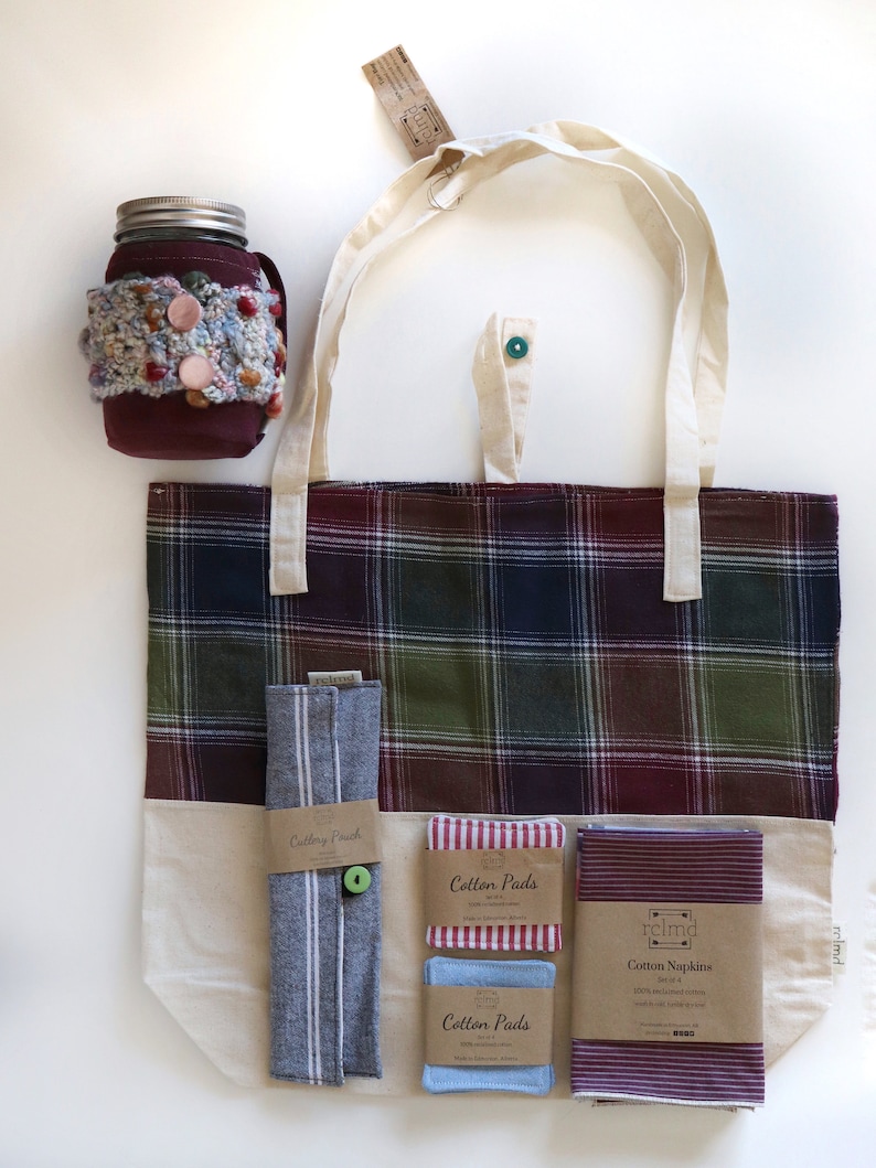 Cotton Pads Travel Cutlery Zero-Waste Gift Set Reusable Folding Cotton Tote Bag Second-Hand Materials Reusable Napkins