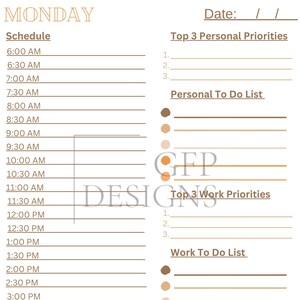 Daily Planner, Productivity Planner, Hourly Planner, Personal Daily Planner, Instant Download, Printable, Monday-Sunday Planner