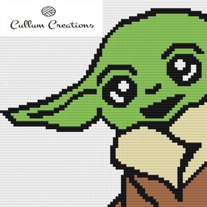 May include: A green cartoon character with large eyes and a brown coat. The character is known as "The Child" or "Baby Yoda" from the Star Wars series "The Mandalorian".
