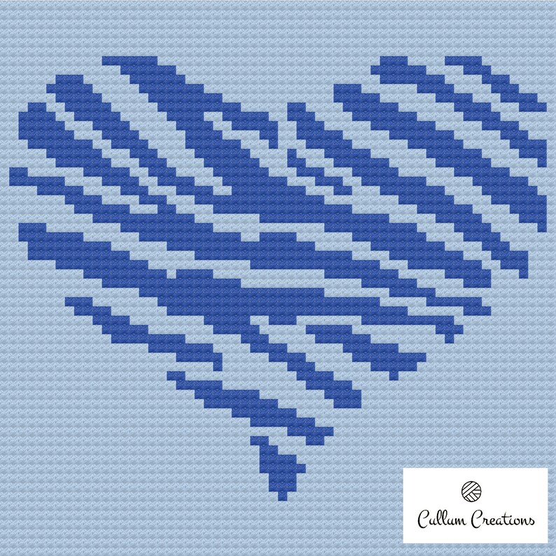 C2C Blue Zebra Heart by Cullum Creations