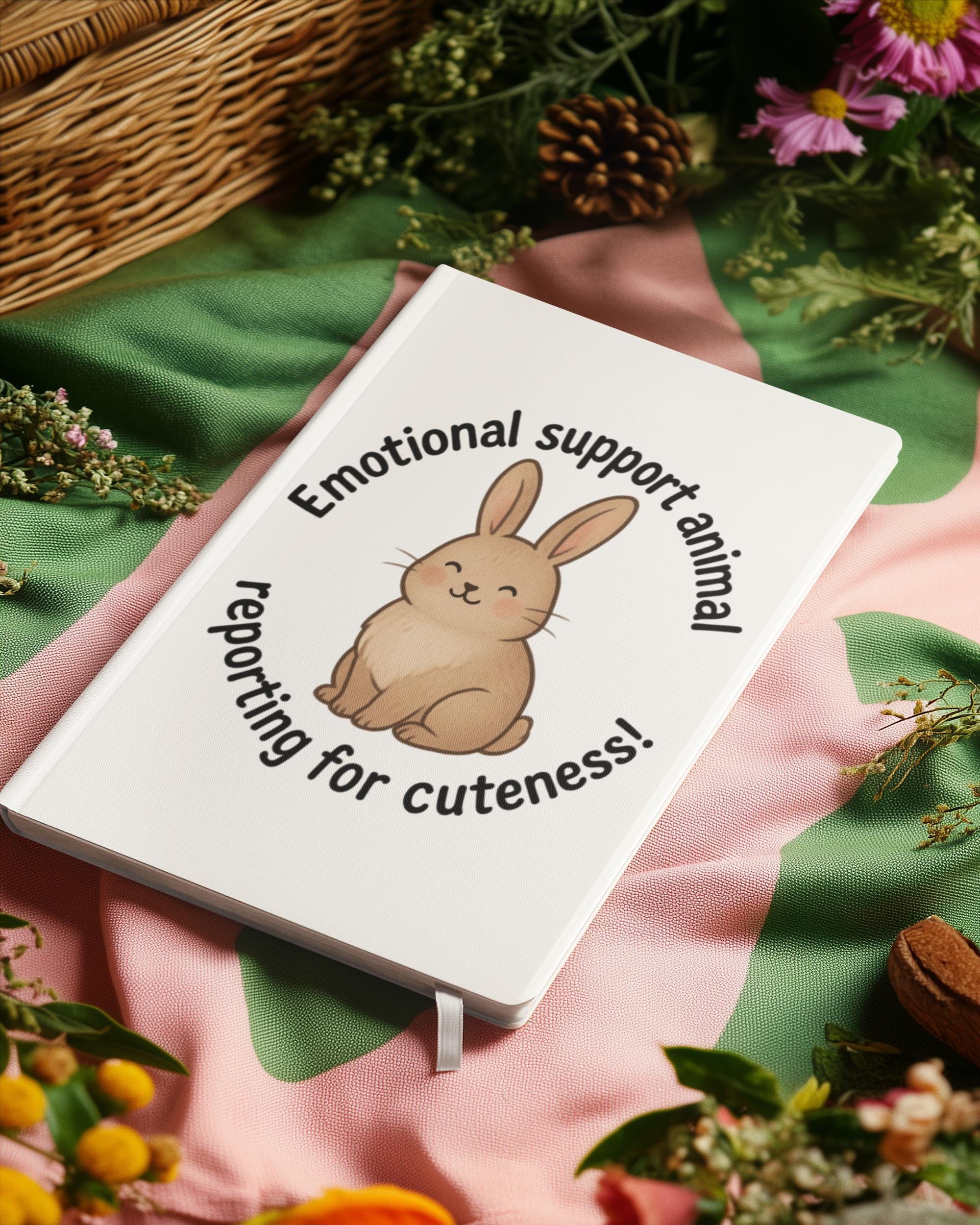 Smiling Bunny Emotional Support Animal PNG, Cute Rabbit Quote Clipart ...