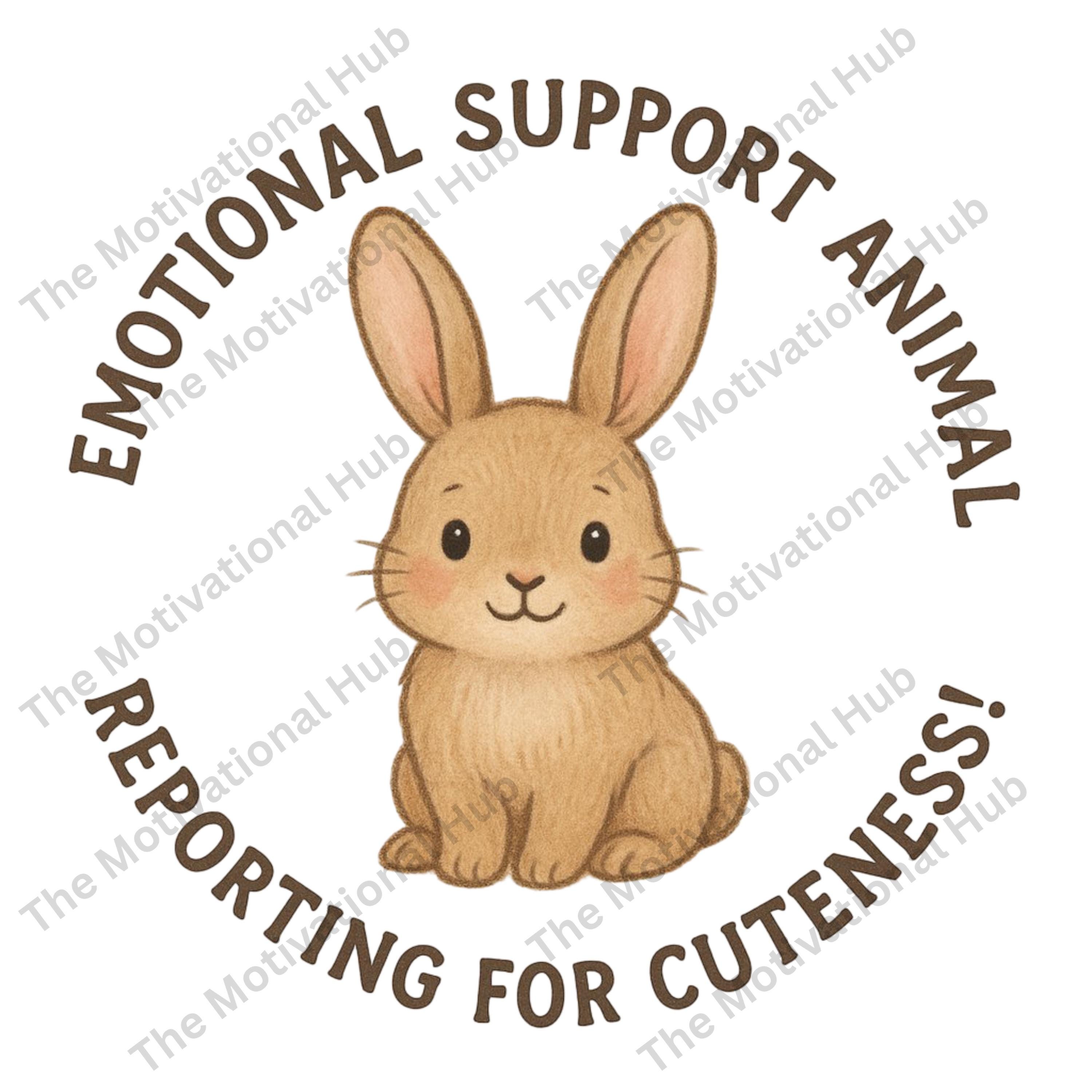 Emotional Support Bunny Clipart, Cute Quote Baby Rabbit PNG for Shirts ...