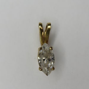 14k Yellow Gold Marquise-Cut CZ Pendant