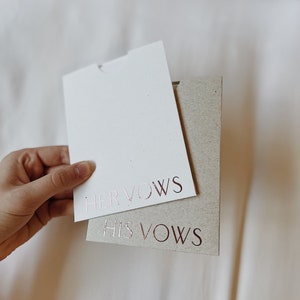 Modern Vow Cards, Vow Renewal Cards, Vow Cards, His Vows, Her Vows, Set of 2 Vow Cards, Bride and Groom Vow Cards, Wedding Cards