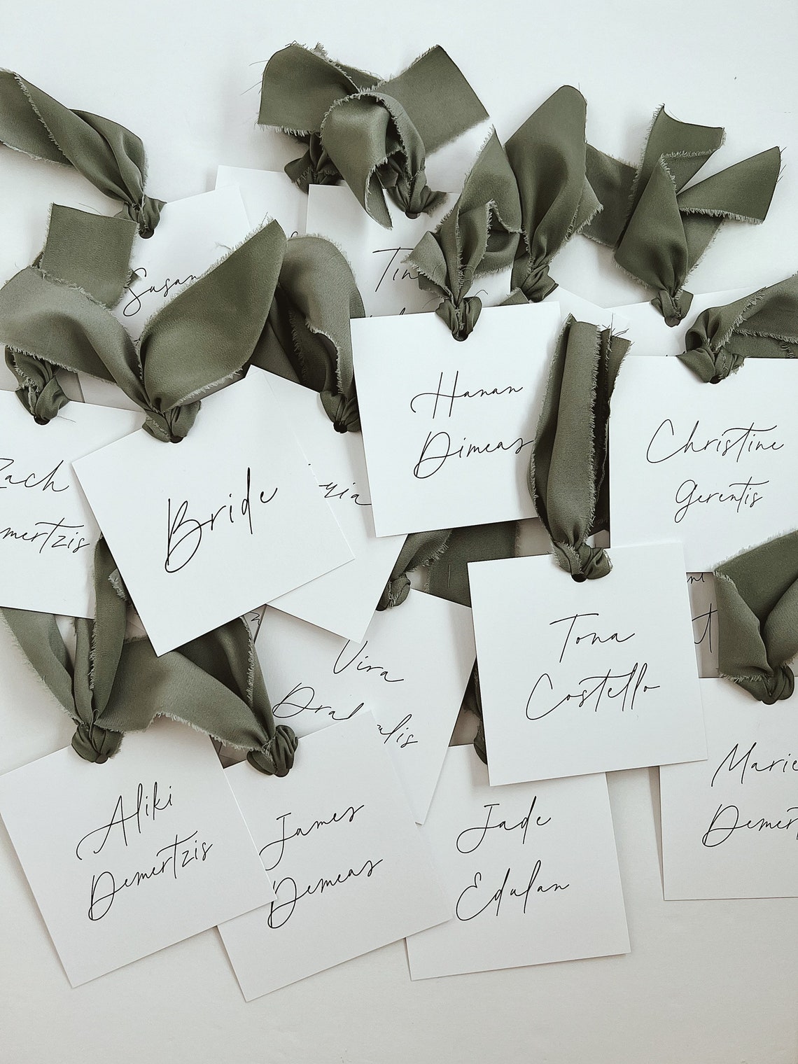 Ribbon Place Cards Printed Place Card Wedding Name Card Etsy