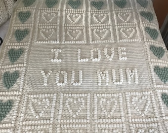 I LOVE YOU MUM afghan - **** written pattern and graph****