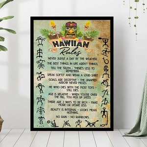 Hawiian Rules Vintage Poster, Hawaiian Rules Art Print, Funny Poster, Hawaii Print, Traveler Knowledge Poster, Home Decor, Hawaii Lover Gift