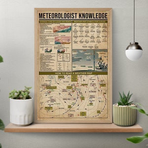 Poster vintage di conoscenza del meteorologo, poster di conoscenza, stampa di meteorologo, stampa di meteorologo, regalo di meteorologo, poster di conoscenza del lavoro
